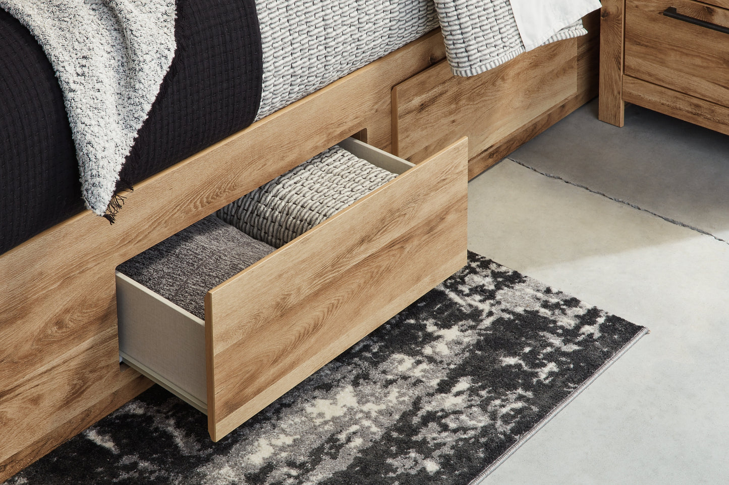Hyanna Panel Storage Bed With 2 Under Bed Storage Drawers