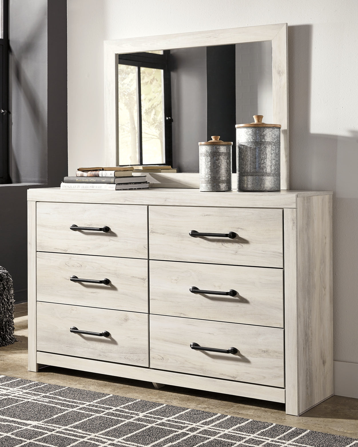Cambeck Panel Headboard With Mirrored Dresser
