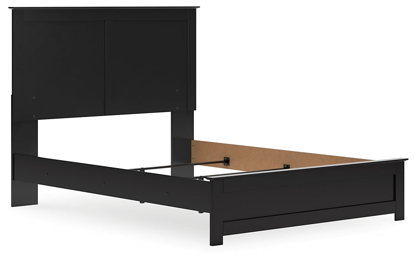 Queen Panel Bed with Mirrored Dresser and Nightstand