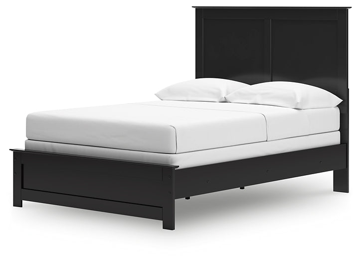 Full Panel Bed with Mirrored Dresser, Chest and Nightstand