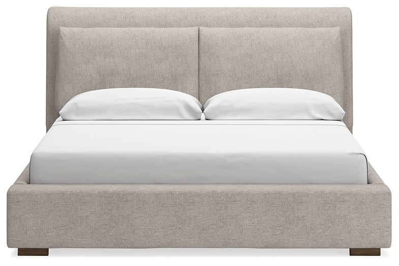 Cabalynn King Upholstered Bed with Mirrored Dresser and 2 Nightstands