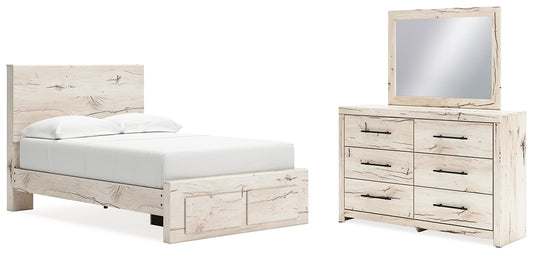 Full Panel Storage Bed with Mirrored Dresser