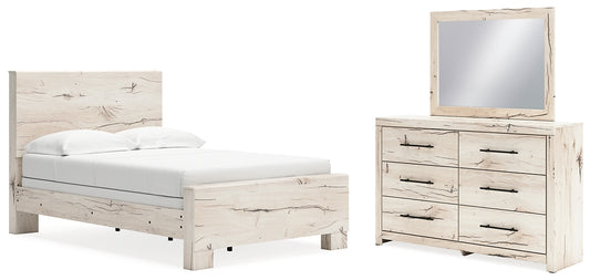 Full Panel Bed with Mirrored Dresser