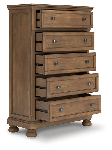 Feddinger King Panel Bed with Mirrored Dresser, Chest and Nightstand