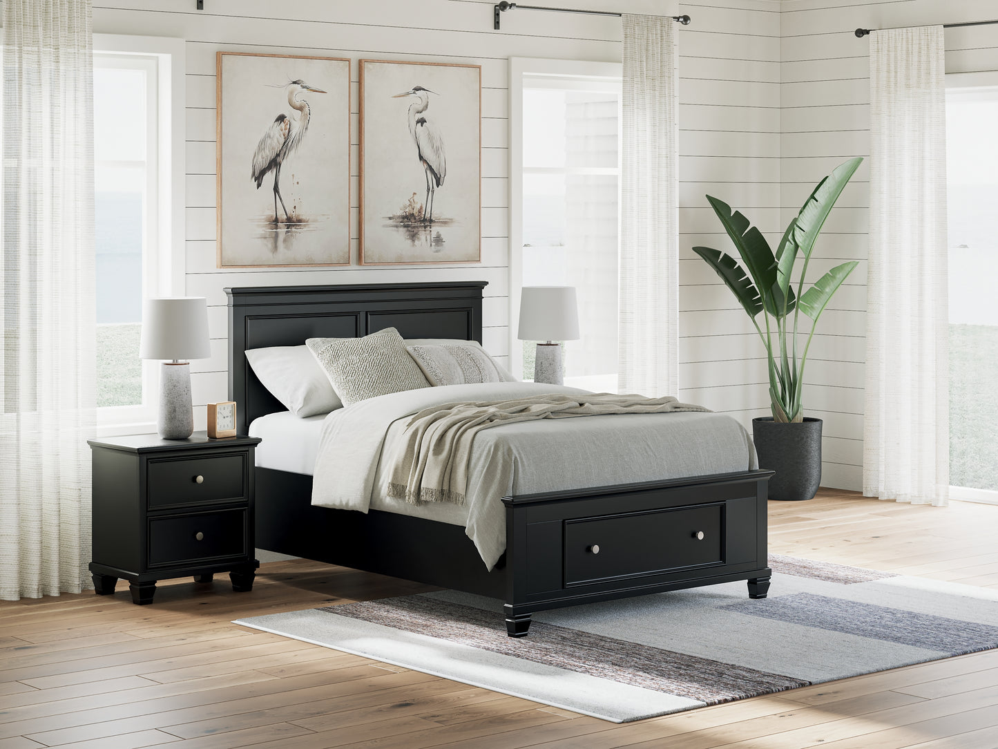 Lanolee Full Panel Storage Bed, Dresser, Mirror and Nightstand