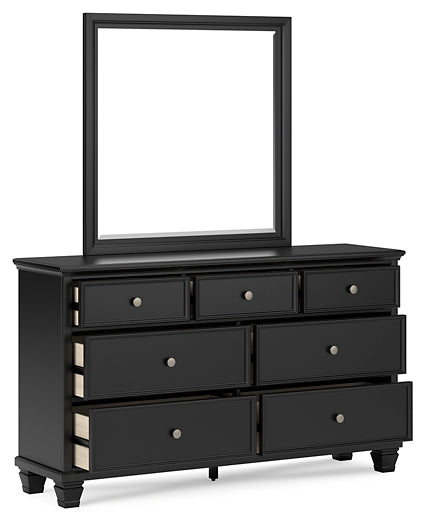 Lanolee California King Panel Storage Bed, Dresser and Mirror