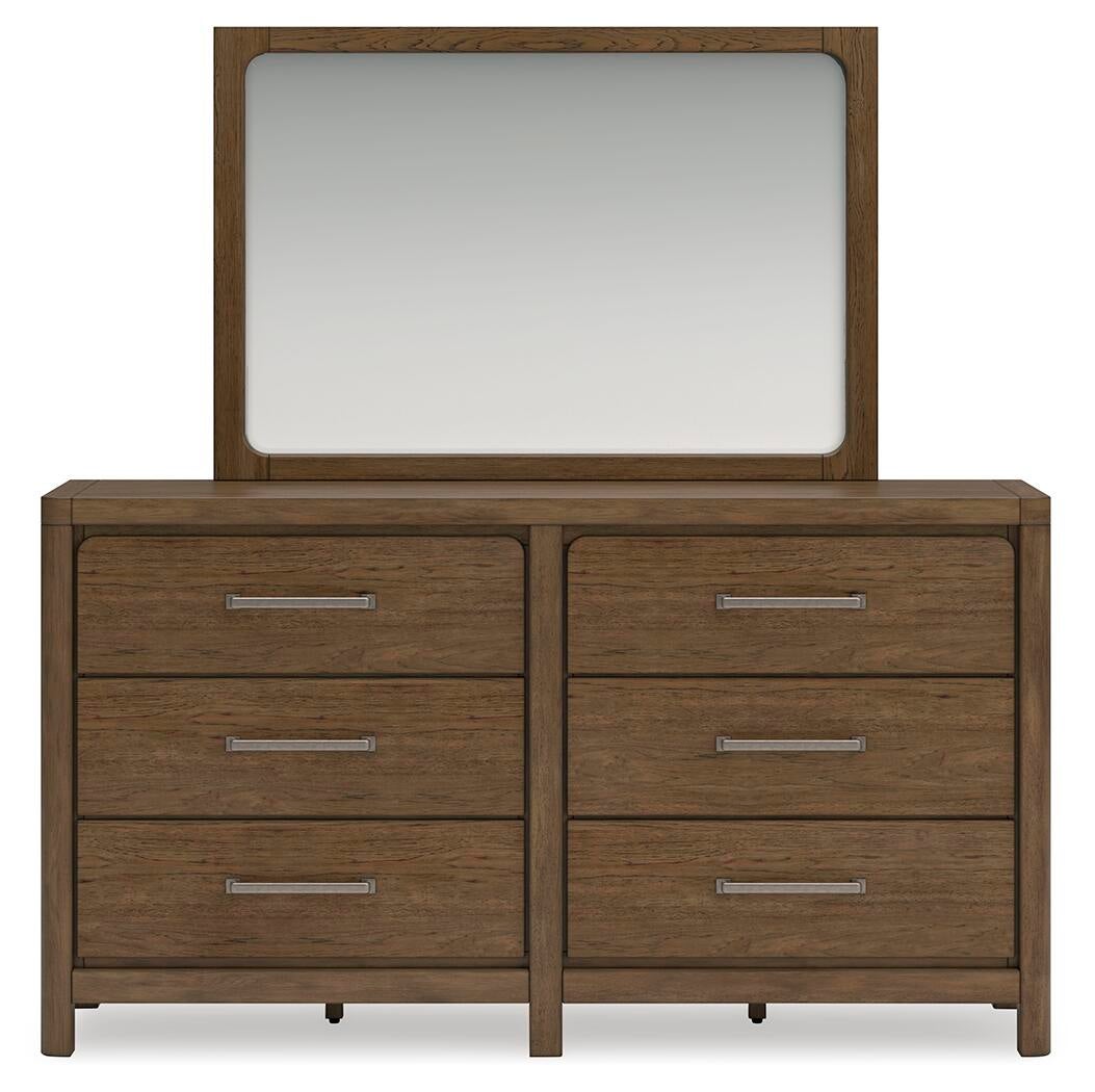 Cabalynn King Upholstered Bed with Mirrored Dresser and Nightstand
