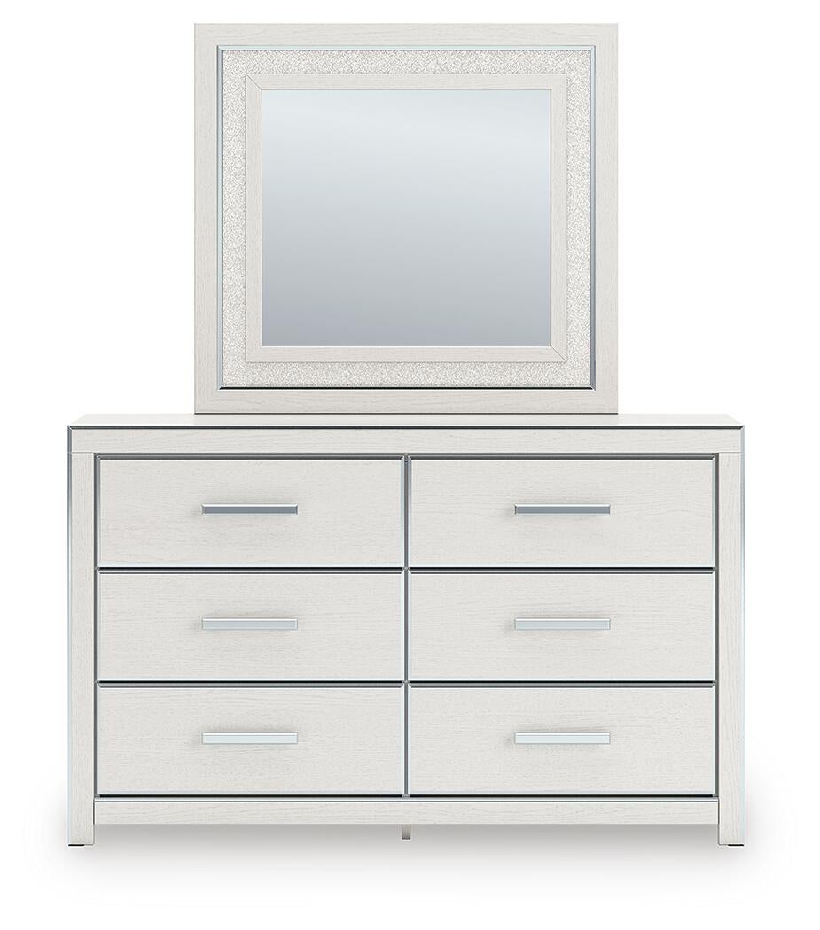 Zuraleus Queen Upholstered Panel Platform Bed, Dresser, Mirror and Nightstand