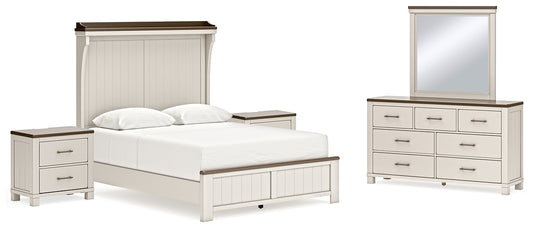 Darborn Queen Panel Bed with Mirrored Dresser and 2 Nightstands